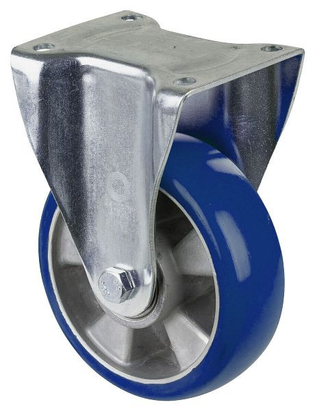 BS Rollen Schwerlastrolle Bockrolle, Polyurethanrad 83 Shore, Aluminiumfelge, Kugellager, Platte, Durchmesser: 160 mm, N110.B92.160