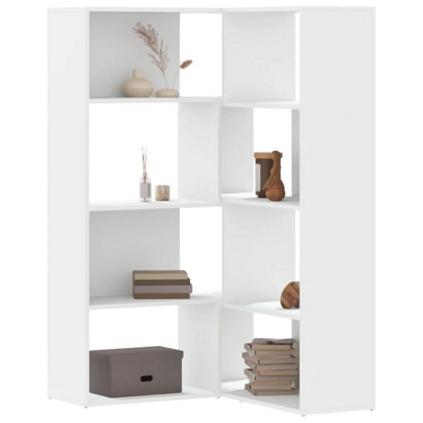 vidaXL Eck-Bücherregal 4 Etagen Weiß 85x85x140 cm Holzwerkstoff, 3307810