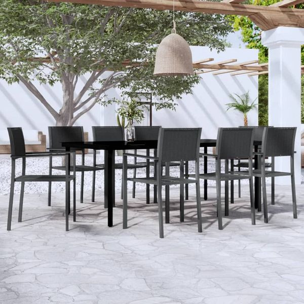 vidaXL 9-tlg. Garten-Essgruppe Schwarz, Top-Qualität, 3099268