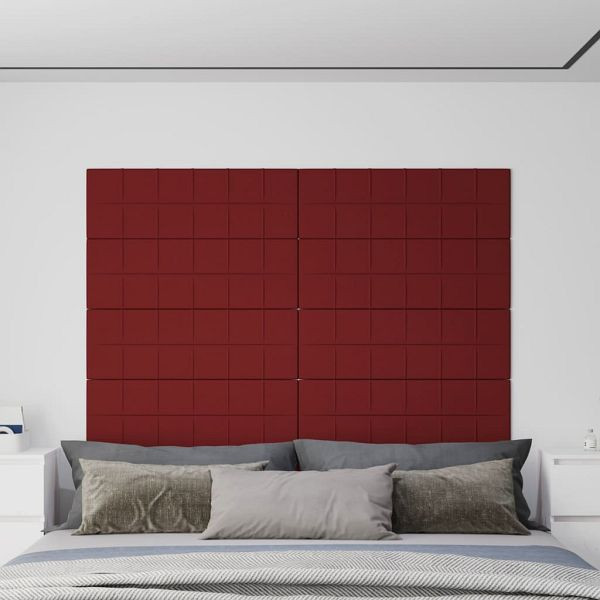 vidaXL Wandpaneele 12 Stück Weinrot 90x30 cm Stoff 3,24 m², 344118