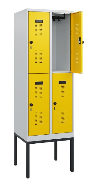 C+P Doppelstock-Spind Evolo PLUS, Gestell, 4 Fächer, 1950x600x500mm, 7035/1023, Drehriegel, 0493305-20 S10001
