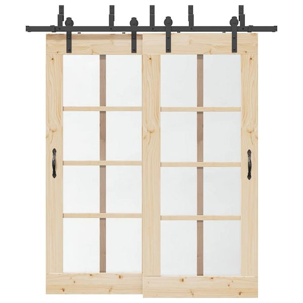 vidaXL Schiebetürbeschlag-Set 200 cm Stahl Schwarz, 3295722