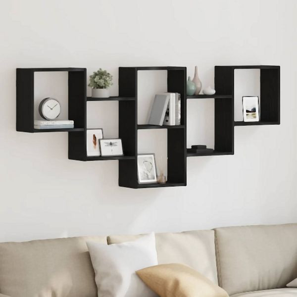 vidaXL Wandregal Schwarz Eichen-Optik 159x18x66 cm Holzwerkstoff, 868073