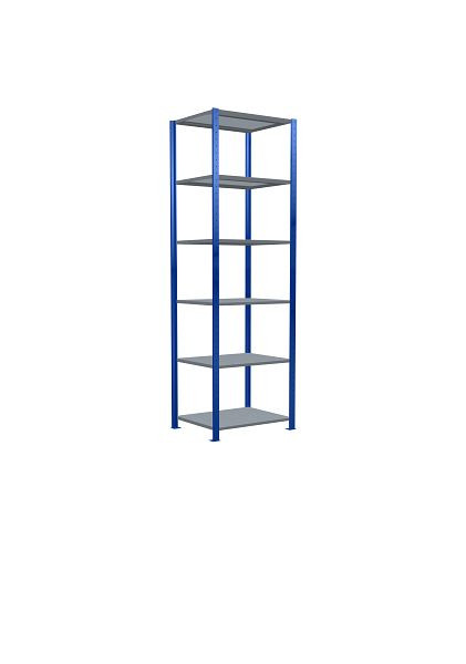 Schulte Grundregal, Steckregal MULTIplus250, 2500 x 750 x 600 mm, 6 Fachböden, Kreuzstrebe, RAL 5010 enzianblau/verzinkt, 12961-75-B