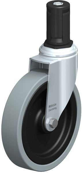 Blickle LKRA-VPA 150K-11-ER15 Apparate-Lenkrolle mit Expander, Vollgummi, Grau, 848490