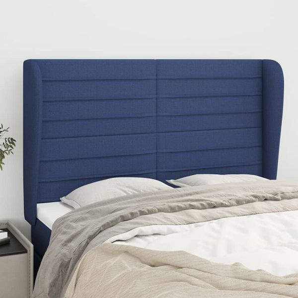 vidaXL Kopfteil mit Ohren Blau 147x23x118/128 cm Stoff, 3118100