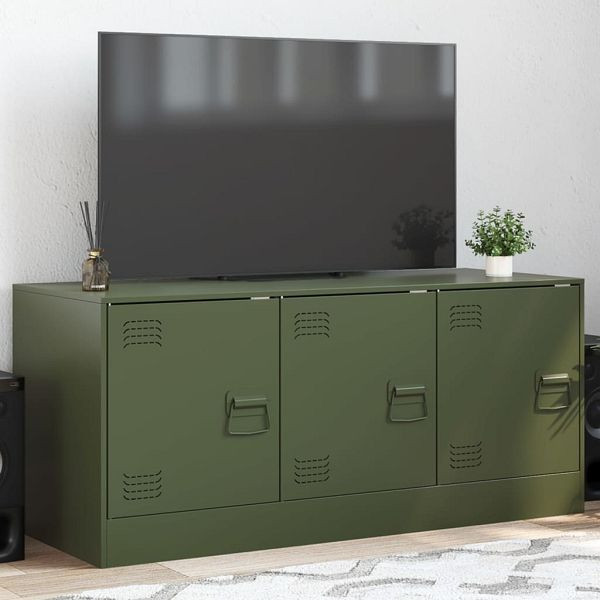 vidaXL TV-Schrank Olivgrün 99x39x44 cm Stahl, Material: Kaltgewalzter Stahl, 841647