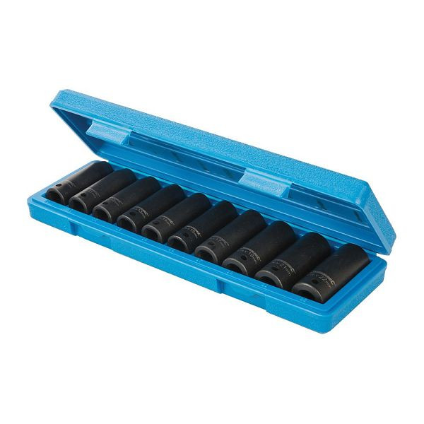 Silverline Schlagschrauber-Steckschlüsseleinsätze, lang, metrisch, 1/2 Zoll, 10-tlg. Satz, 10–22 mm, 586290