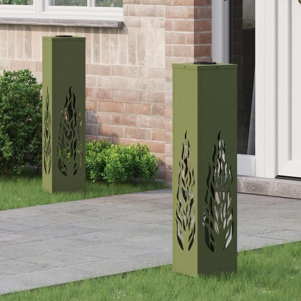 vidaXL Solar LED Weg Licht 2 pcs Olive Grün Kalt gewalzter Stahl, 879803