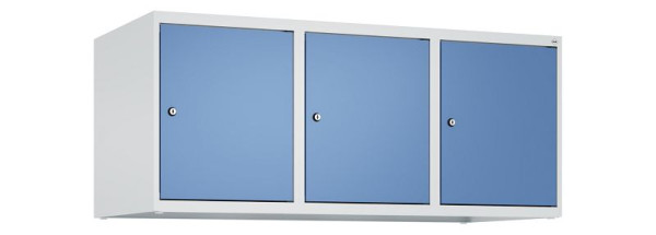 C+P Schrankaufsatz Classic PLUS, Aufsatzschrank, 7035/5023, Zylinderschlösser, 500x1200x500mm, 3 Abteile, 080090-32 S10020