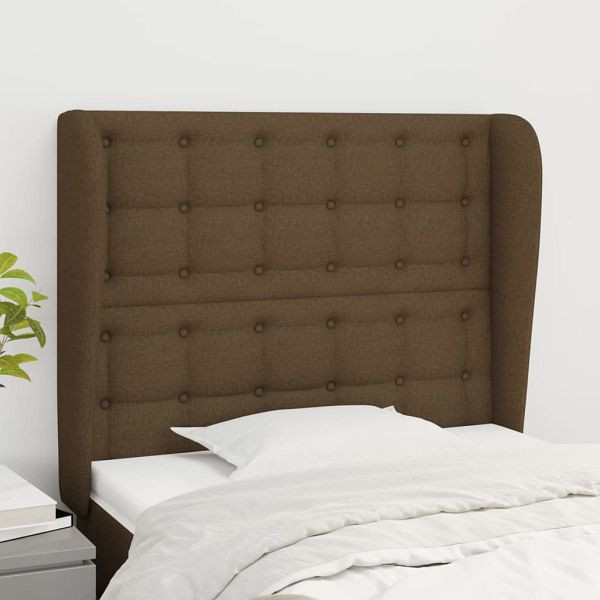 vidaXL Kopfteil mit Ohren Dunkelbraun 103x23x118/128 cm Stoff, 3118383