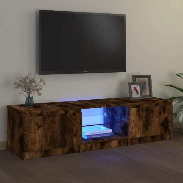 vidaXL TV-Schrank mit LED-Leuchten Räuchereiche 140x40x35,5 cm, 822681