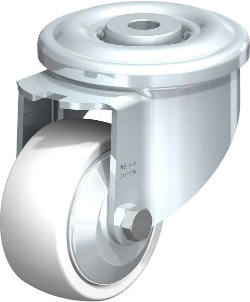 Blickle LKR-SPO 75G-FA Stahlblech-Lenkrolle, schwere Ausführung, mit Rückenloch, Polyamid, Weiß, 658849