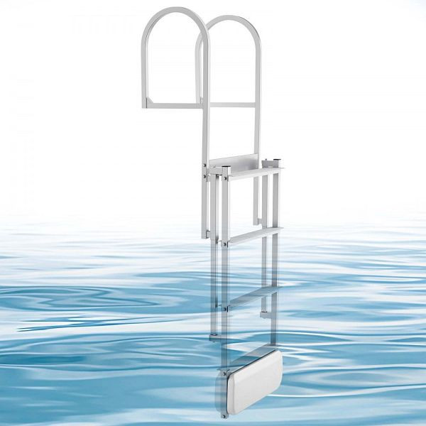 VEVOR Einziehbare Dockleiter, 4 Rutschfeste Stufen, Handlauf, 227 kg Tragfähigkeit, Aluminium, für Docks/Pools/Boote, MTZTSSSWPJ35CE5E4001V0