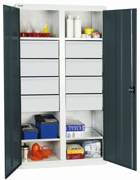 stumpf Werkzeug- und Materialschrank Serie 2000, 7035/7016, 8 Schubladen, Mitteltrennwand, 4 Fachböden, 2004671