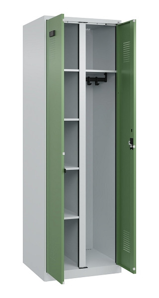 C+P Wäsche-/Garderobenspind Evolo PLUS, 2 Abteile, 1850x600x500mm, 7035/6011, Zylinderschloss, 049600-20 S10037
