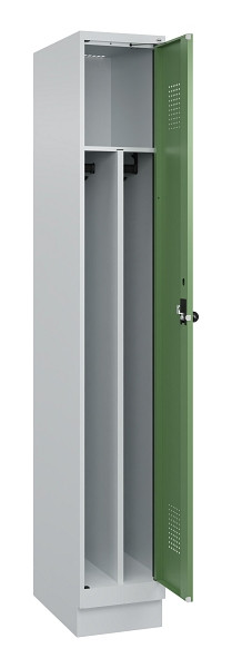 C+P Spind Evolo PLUS, mit Sockel, 1 Abteil, 1950x300x500mm, 7035/6011, Verschluss Drehriegel, 049020-10F S10010