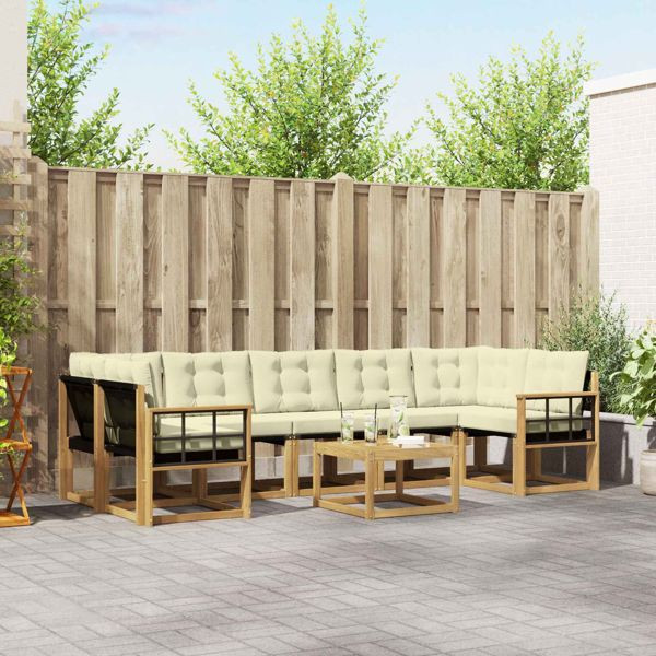 vidaXL Outdoor-Sofagarnitur mit Kissen 8-teilig Weiß und Creme, 3389312
