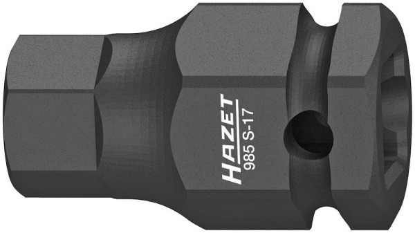 Hazet Schlag-, Maschinenschrauber Schraubendreher-Steckschlüsseleinsatz, Vierkant hohl 12,5 mm, Innen-Sechskant Profil, 17 mm, kurz, 985S-17