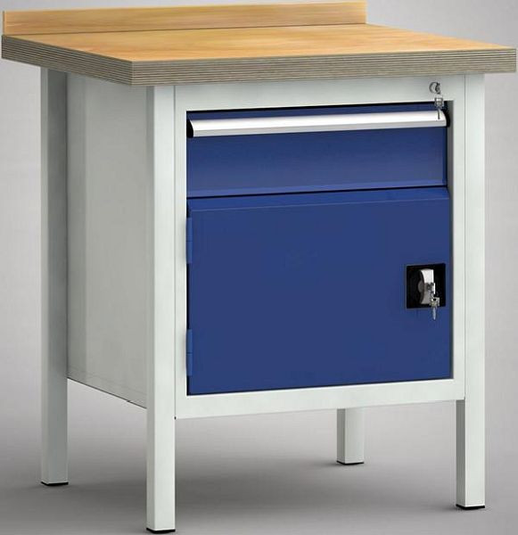 KLW Standard-Werkbank, 750 x 700 x 840 mm, mit Buchen-Multiplexplatte, Untergestell aus VK-Rohr 40/40/2 mm, WS052N-0750M40-E1681