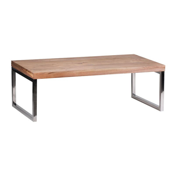 Wohnling Couchtisch GUNA Massivholz Akazie 120 cm breit Design dunkelbraun Landhaus-Stil, WL1.458