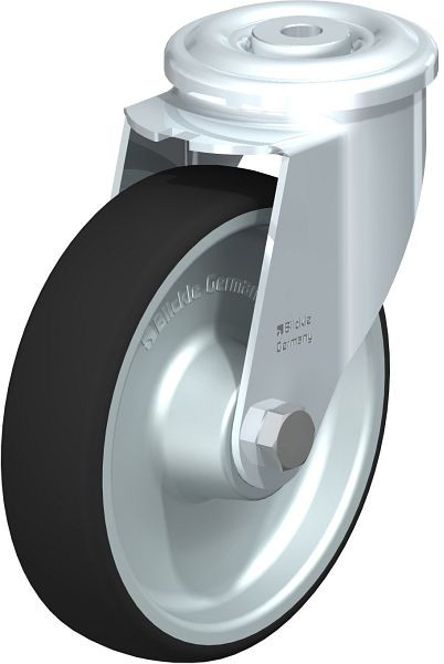 Blickle LER-PATH 160R Stahlblech-Lenkrolle mit Rückenloch, Thermoplastisches Polyurethan, Grau, 847007
