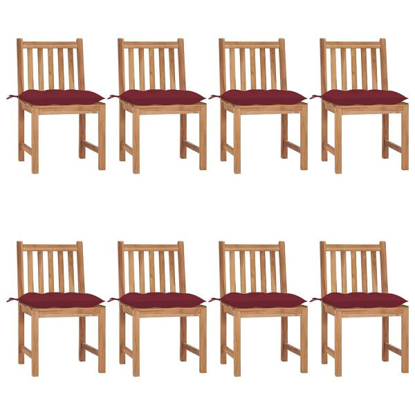 vidaXL Gartenstühle 8 Stück mit Kissen Massivholz Teak, 3073166
