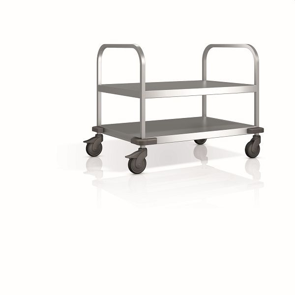 B.PRO BTA 3 Transport- und Ausgabewagen aus rostfreiem Edelstahl mit Kunststoffrollen, 574987