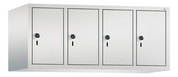 C+P Aufsatz-Garderobenschrank Evolo, 4 Abteile, H500xB1190xT500 mm, Lichtgrau, 48090-40 S10000