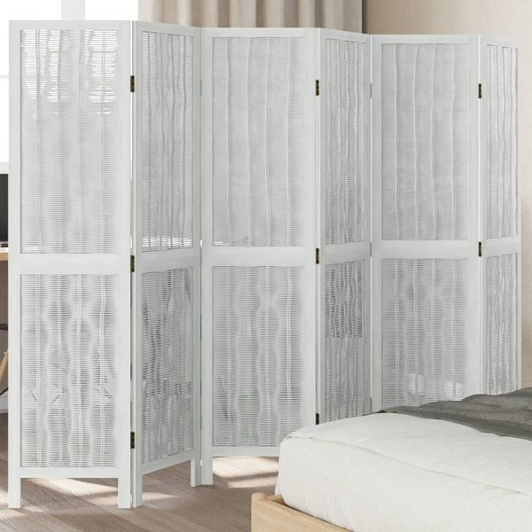 vidaXL 6-teilig Raumteiler Weiß Massivholz Paulownia, 358681