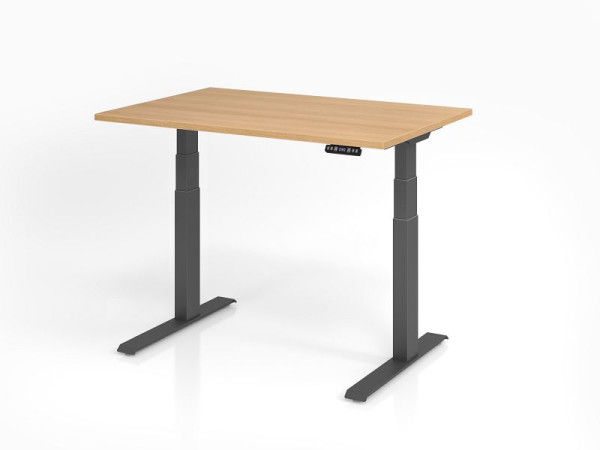 Hammerbacher Schreibtisch XDKB12, 120 x 80 cm, Platte: Eiche, 25 mm dick, ABS-Dickkante, Rechteckform, Graphit, VXDKB12/E/G