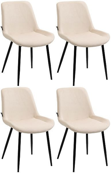 CLP 4er Set Esszimmerstühle Victoria Samt, creme, 323036