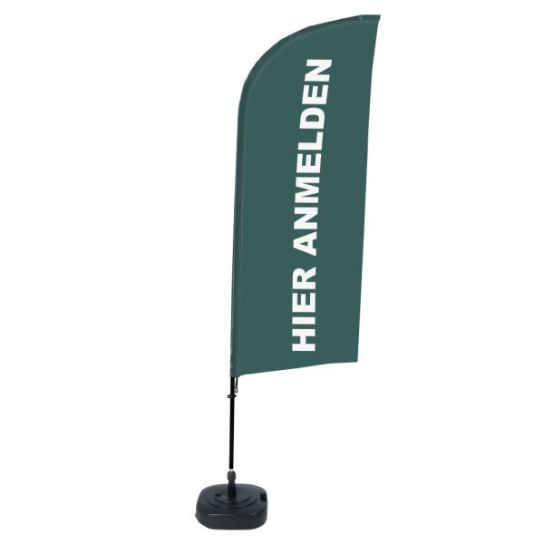 Showdown Displays Beachflag Alu Wind Komplett-Set Hier Anmelden Grau Deutsch, BFAW310-WT21-I112