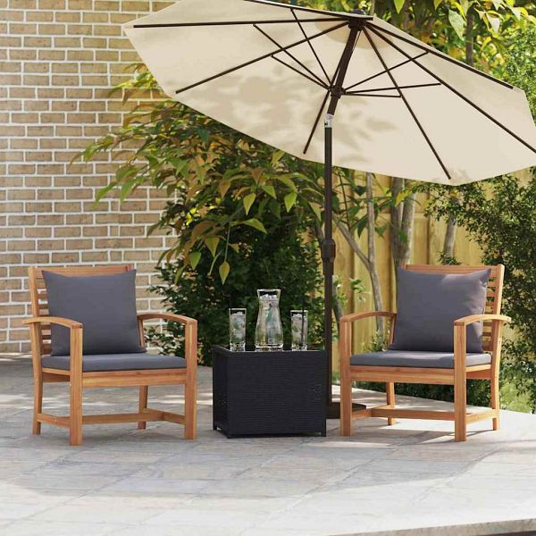 vidaXL Gartenstühle 2 Stück Natur 60 x 65 x 76,5 cm Teak-Massivholz, 42006408
