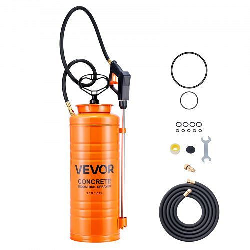 VEVOR Industrieller Drucksprüher, 13,2L Edelstahl, Pumpsprüher mit ergonomischem Griff, 2 Messingdüsen, für Bau & Garten, GYJBXGPWQ35GVDBW0001V0