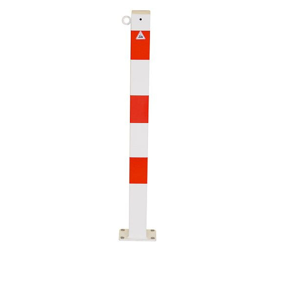 Schake Absperrkettenpfosten Stahlrohr 70 x 70 mm Schließmechanik, mit Profilzylinderschloss, weiß beschichtet, mit 1 Öse, 4711PB+1