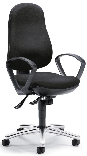 Deskin Bürodrehstuhl COMFORT I inkl. Armlehnen, Armlehnen feste Höhe, Fußkreuz verchromt, Bezug Stoff Basic G, Farbe schwarz, 268234