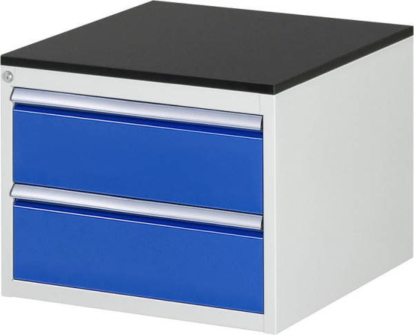 RAU Schubladenschrank Serie 7000, B580 x T650 x H460 mm, 2 x Schublade-Größe-L 2xH180 mm, Arbeitsplatte mit Melaminharzbeschichtung, 03-L2.0A-M.11