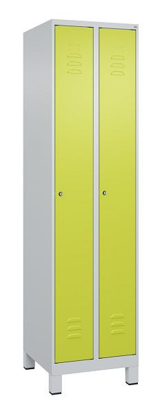 C+P Umkleidespind Classic PLUS, Füße, 2 Abteile, 1950x500x500mm, 7035/0024, Zylinderschlösser, 080010-29 S10025