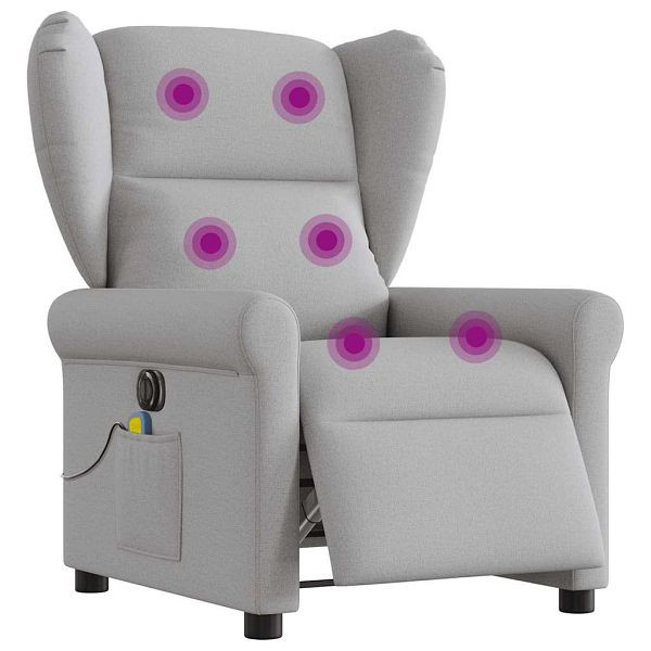 vidaXL Massagesessel Elektrisch Wolkengrau Stoff, 3303373