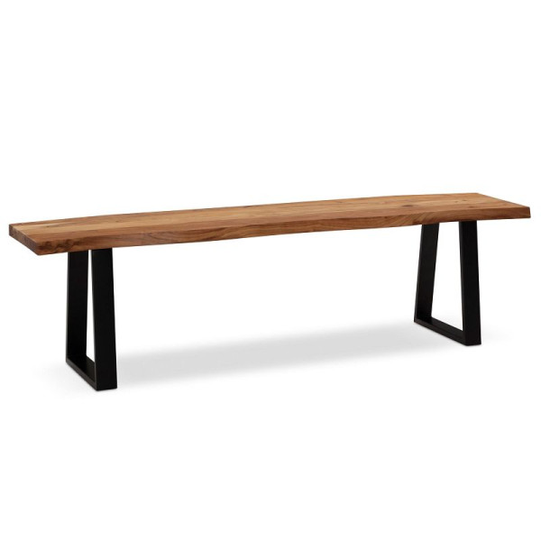 Wohnling Esszimmerbank 180x40x45,5 cm Akazie Massivholz/Metall, Esstischbank ohne Lehne, Küchenbank Modern, Sitzbank Groß, WL7.292