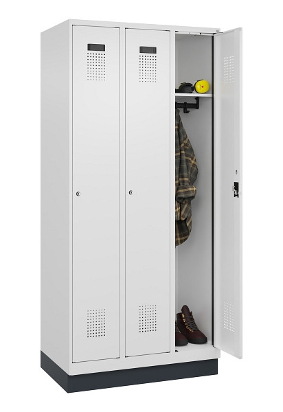 C+P Spind Evolo PLUS, mit Sockel, 3 Abteile, 1950x900x500mm, 9016/9016, Verschluss Zylinderschloss, Ablageböden 3, 049020-30 S10047