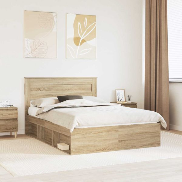 vidaXL Bettrahmen Sonoma 140 x 200 cm Massives Kiefernholz, 3409761