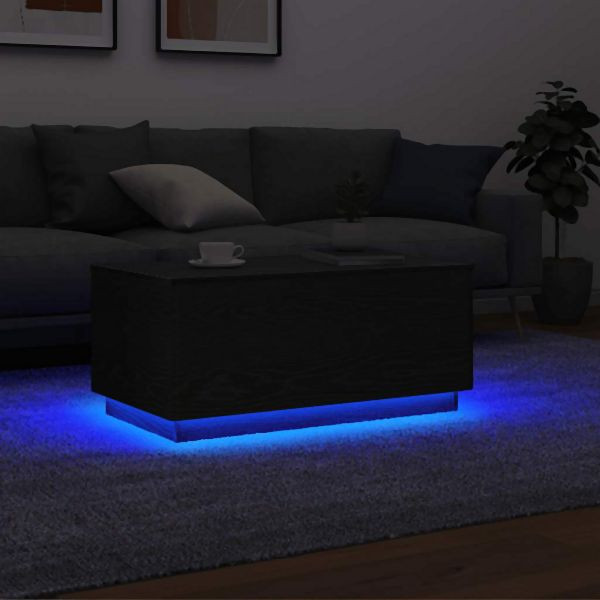 vidaXL Couchtisch mit LED-Leuchten Schwarz Eichen-Optik 90x49x40 cm, 862254
