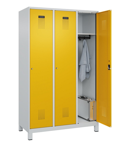 C+P Spind Evolo PLUS, mit Füßen, 3 Abteile, 1950x1200x500mm, 7035/1004, Verschluss Zylinderschloss, Ablageböden 3, 049010-32 S10027