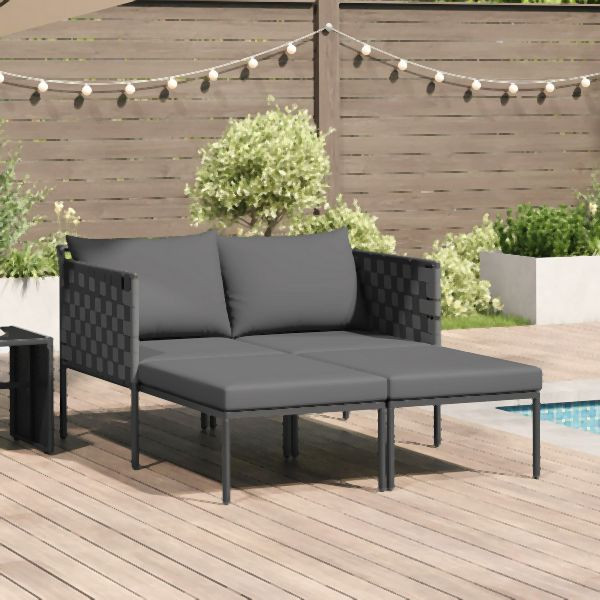 vidaXL Sonnenliege mit Kissen für 2 Personen Anthrazit 115x153x69,5 cm Stahl, 42004135