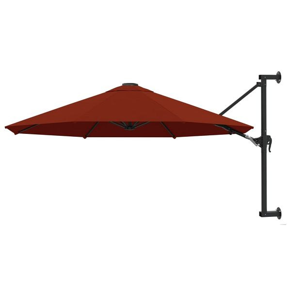 vidaXL Sonnenschirm Wandmontage mit Metallmast 300 cm Terracotta-Rot, 47299