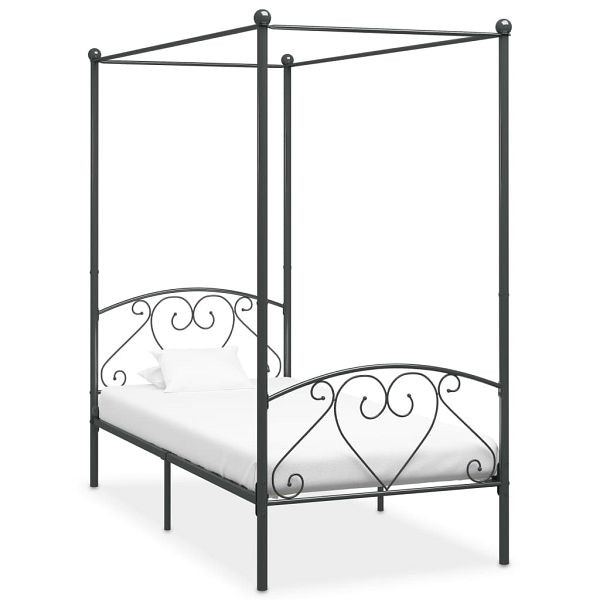 vidaXL Himmelbett-Gestell Grau Metall 90 x 200 cm, 284440