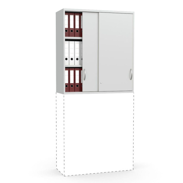 Deskin Schiebetüren-Aufsatzschrank MULTI M pro, Dekor lichtgrau, B 1000 x H 1110 x T 420 mm, 270180