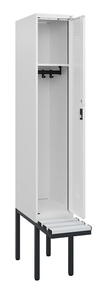 C+P Spind Evolo PLUS, 1 Abteil, 1950x300x815mm, 9016/9016, Zylinderschloss, Material Sitzfläche Kunststoff, 0490405-10 S10101
